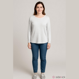 UNTUCKit Womens Leoville Long Sleeve Striped Top~Various~Black White Tee~NWT